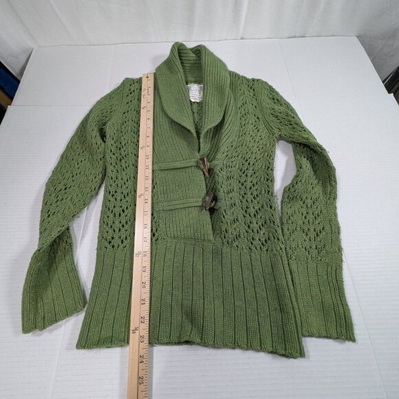 Old Navy Cardigan Sweater Green Long Sleeve Shawl Collar Womens Wool/Rabbit Hair - Picture 2 of 7